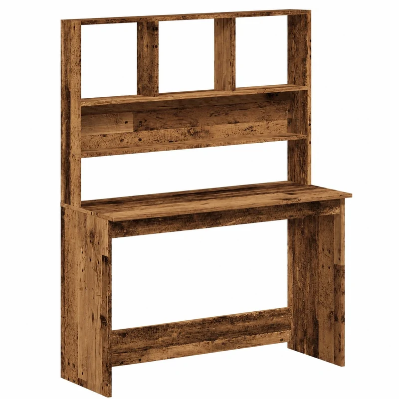 Moderner Schreibtisch mit Regal in Vintage-Holzoptik, 102x45x148 cm