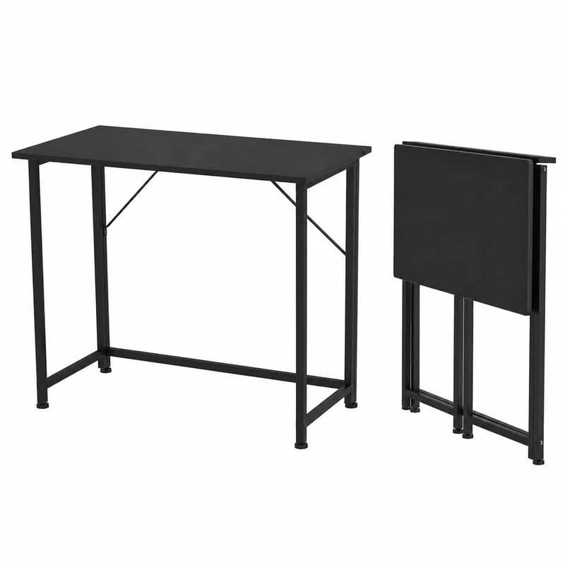 Klappbarer Computertisch mit Monitorständer, 80x45x75cm, Schwarz - Moderner Bürotisch aus Holz