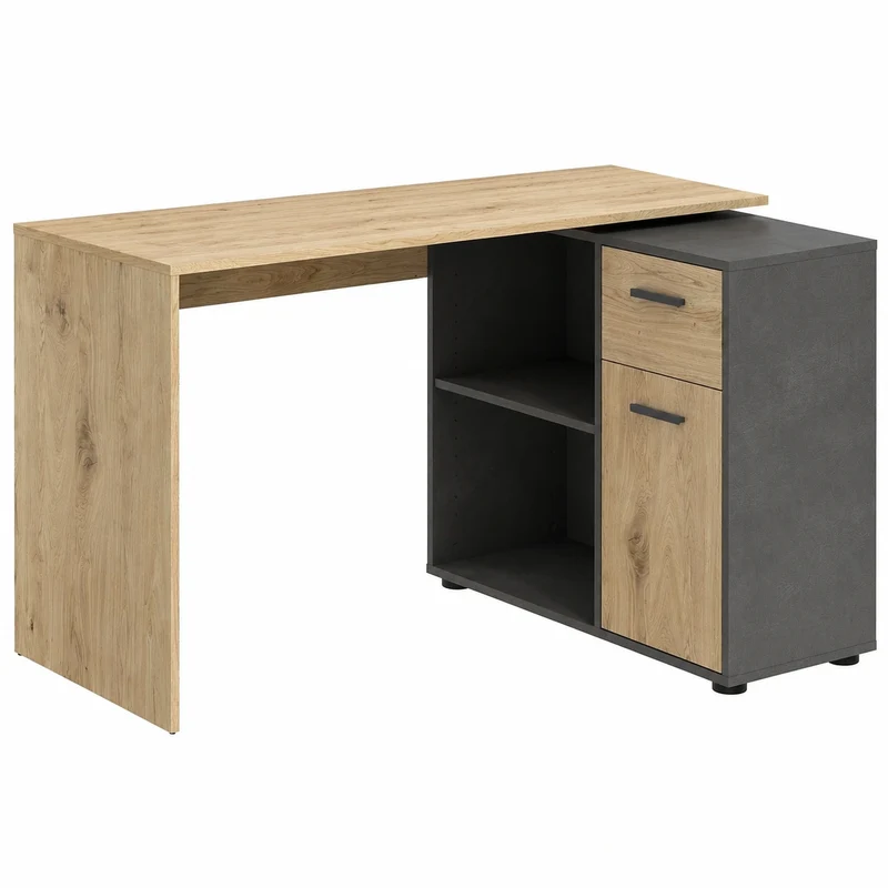 Moderner Schreibtisch Albrecht 1 in Wikinger-Eiche und Matera, 83x74x117 cm