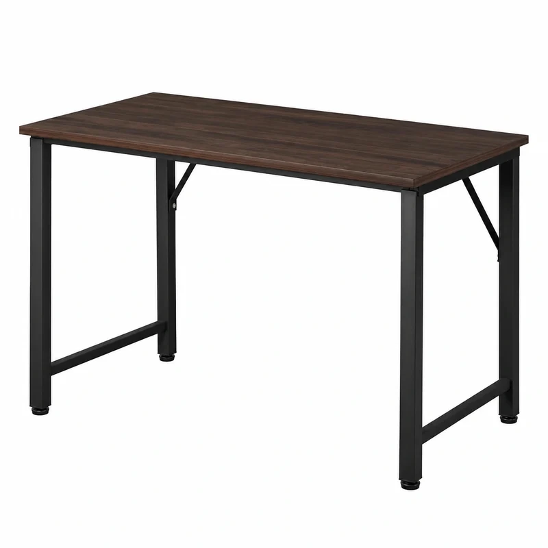 Kompakter Computertisch mit Monitorständer, 80x40x75 cm, Stabiler Arbeitsplatz für Zuhause, Schwarz/Braun