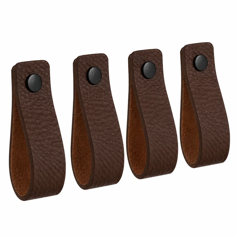 Hochwertige Ledergriffe für Möbel - Braun - Set aus 4 - 16,5 x 2,5 cm - Vielseitige Schrank- und Türgriffe