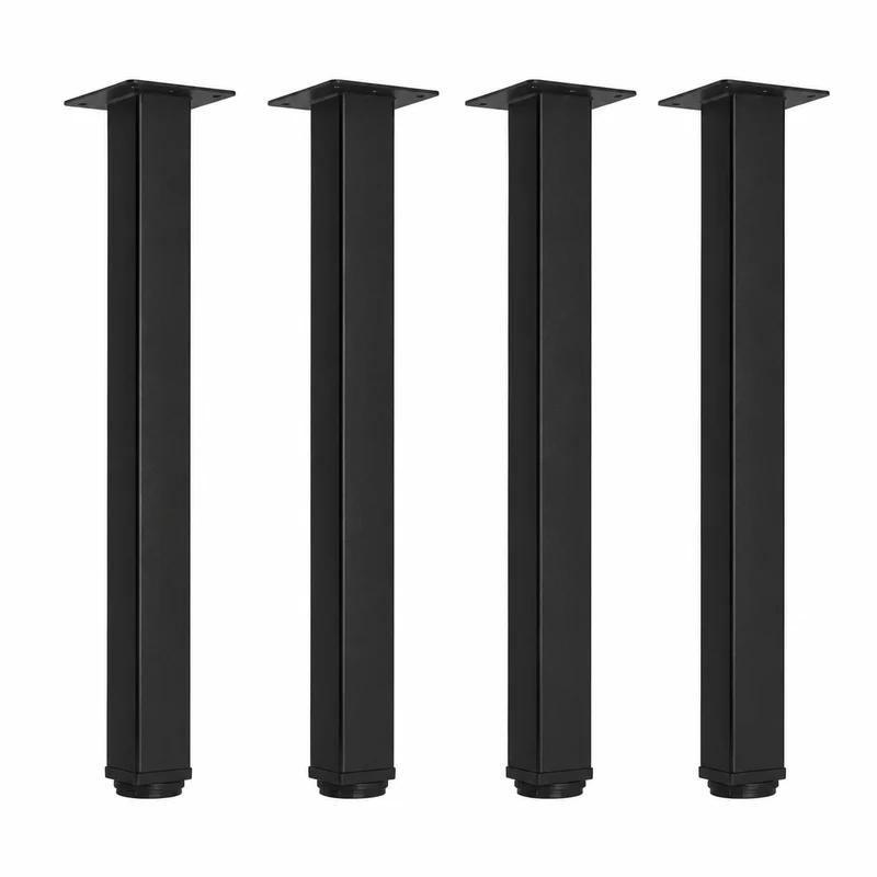 QLLY Höhenverstellbare Metallmöbelfüße, 41 cm, quadratisch, 4er-Set, Schwarz, für Schreibtische