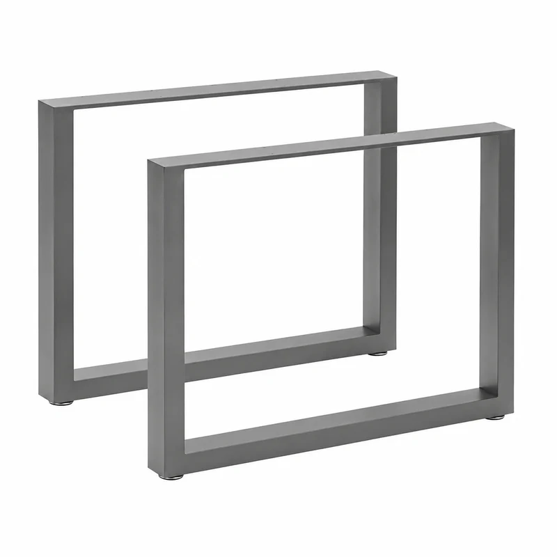 Industrielle Tischkufen aus Stahl – Set mit Bodenschonern, 90 x 72 cm