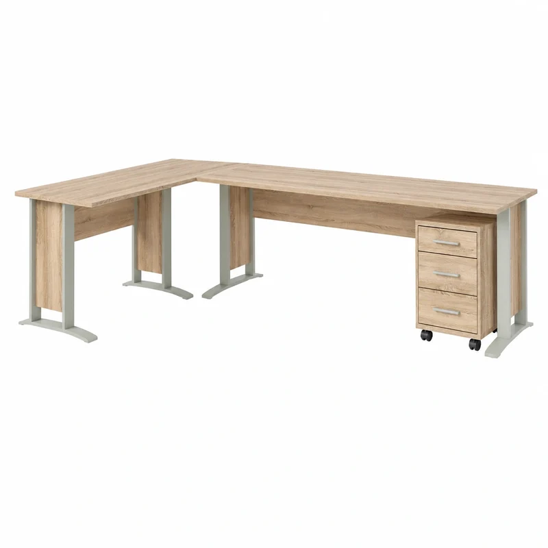 Moderner Eckschreibtisch in Sonoma Eiche mit Rollcontainer - Vielseitiger Computertisch 220x170 cm
