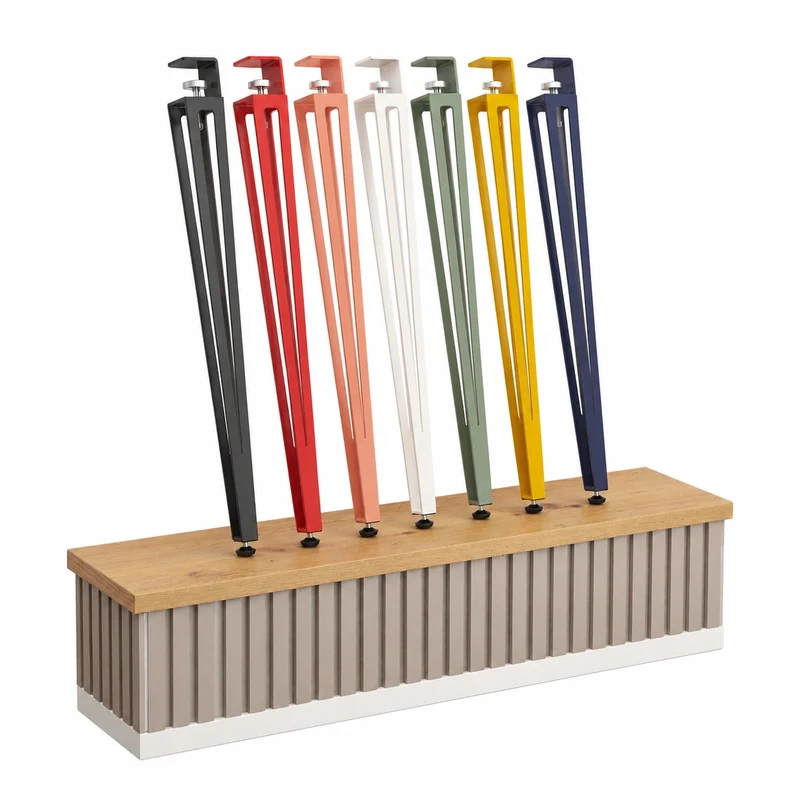 SOTECH 4er Set Tischbeine ColorLine F-Form verstellbar, schwarz matt, 745 mm, ohne Bohren