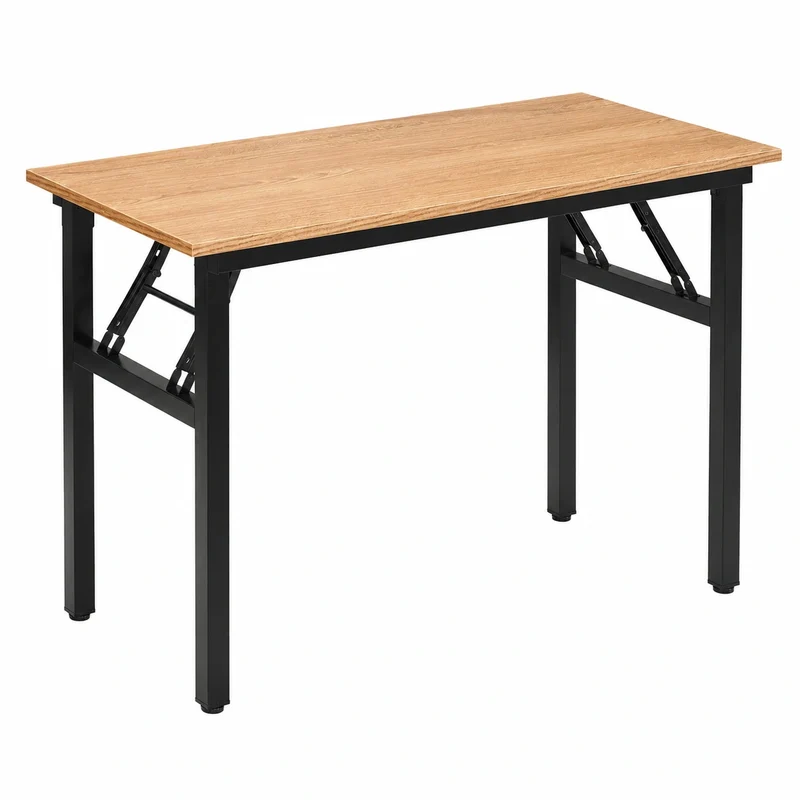 Kompakter Klappschreibtisch 80x40 cm für Büro und Zuhause, Teak-Schwarz