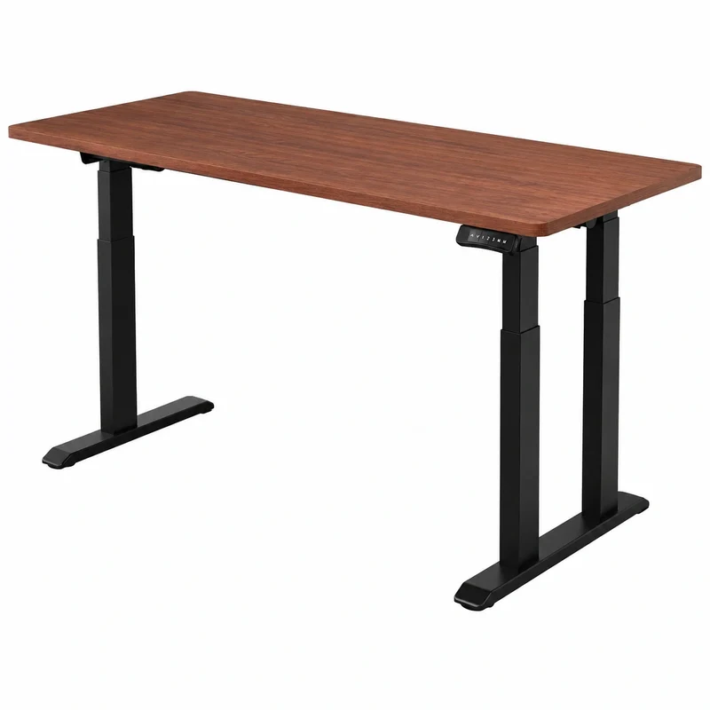 Elektrisch Höhenverstellbarer Schreibtisch Titan mit Dualmotor und Kollisionsschutz, 200x80cm, Schwarz/Mahagoni
