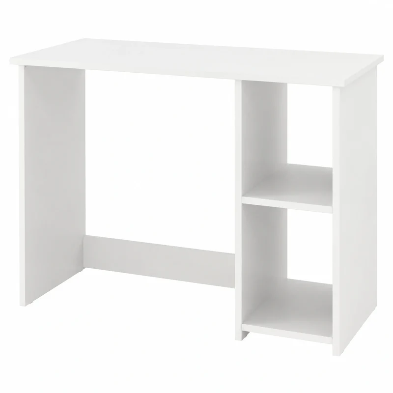 Moderner Bürotisch mit Ablagen, kompakter Schreibtisch für Büro und Zuhause, 80x40x74 cm, Weiß
