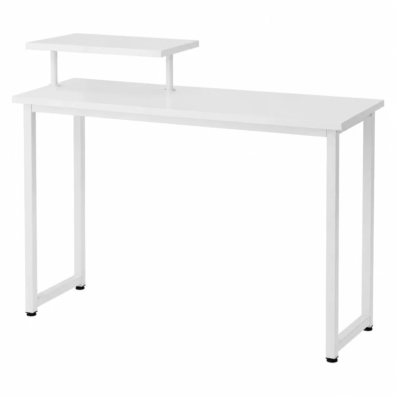 Moderner Schreibtisch aus Holz und Metall für Zuhause und Büro, 80x40x75 cm, Weiß