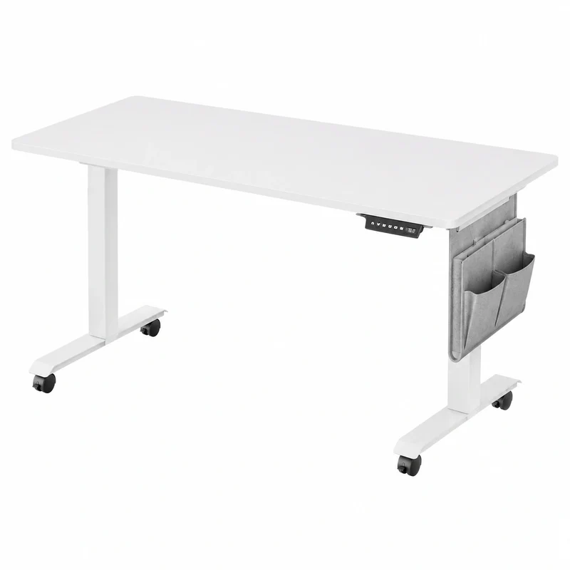 Elektrisch verstellbarer Schreibtisch, 60x140 cm, mit Memory-Steuerung, wolkenweiß