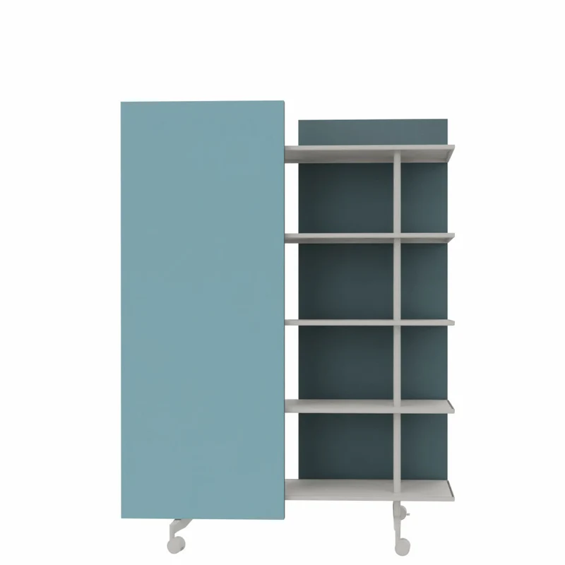 LINTEX A08. Regal Grau | Glas Whiteboard | Raumteiler mobil