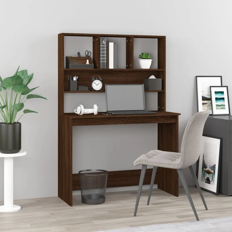 vidaXL - Schreibtisch mit Regal Braun Eiche 102x45x148 cm Holzwerkstoff