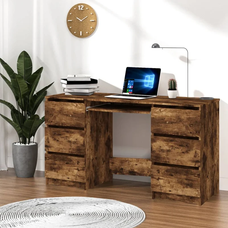 vidaXL - Schreibtisch, Räuchereiche, 140x50x77 cm, Holzwerkstoff