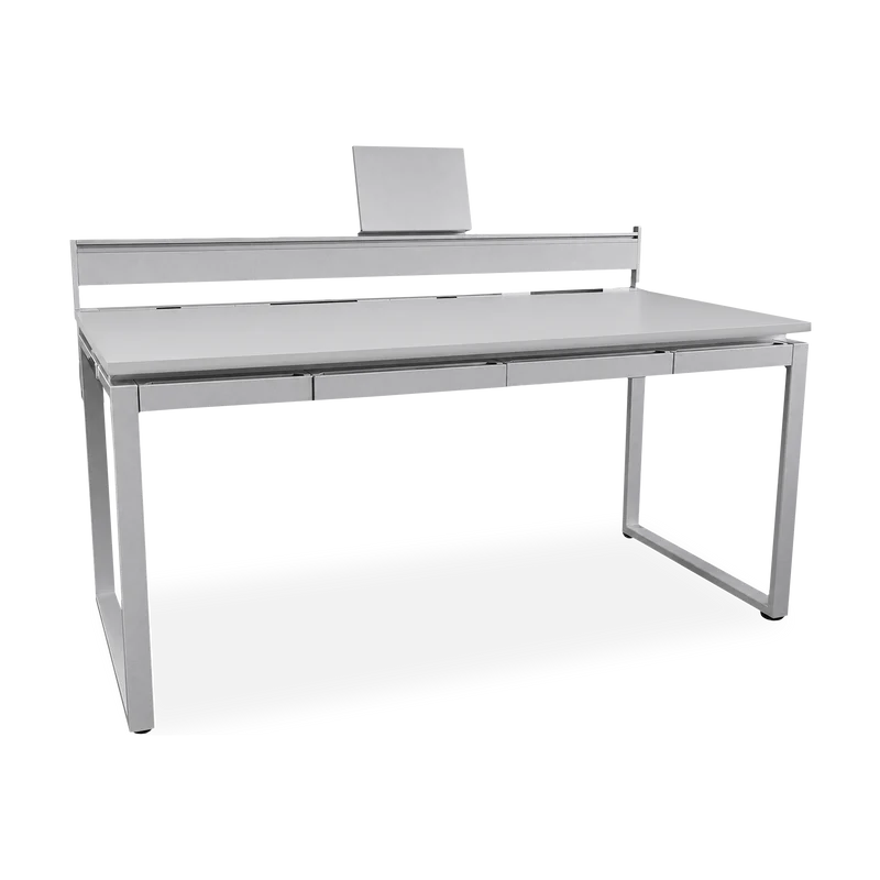 Schreibtisch mit 4 Schubladen und Orgaleiste – Gestell Weißaluminium