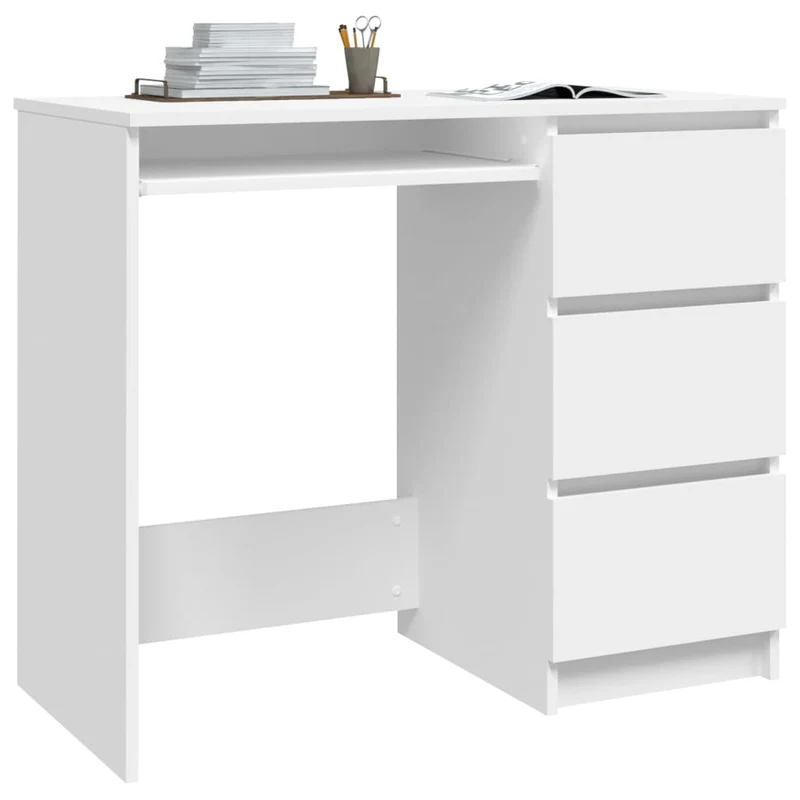 vidaXL – Schreibtisch mit 3 Schubladen, 90 × 45 × 76 cm, Holzwerkstoff, Weiß