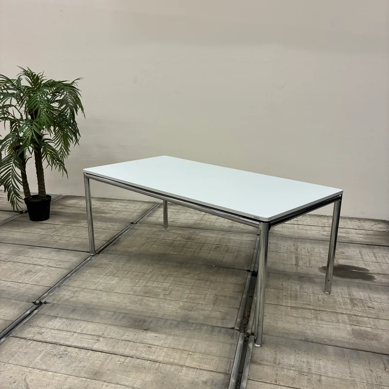 Bosse Bürotisch Tisch 175x75cm Esstisch Weiß Chrom Höhenverstellbar Tisch Gebraucht