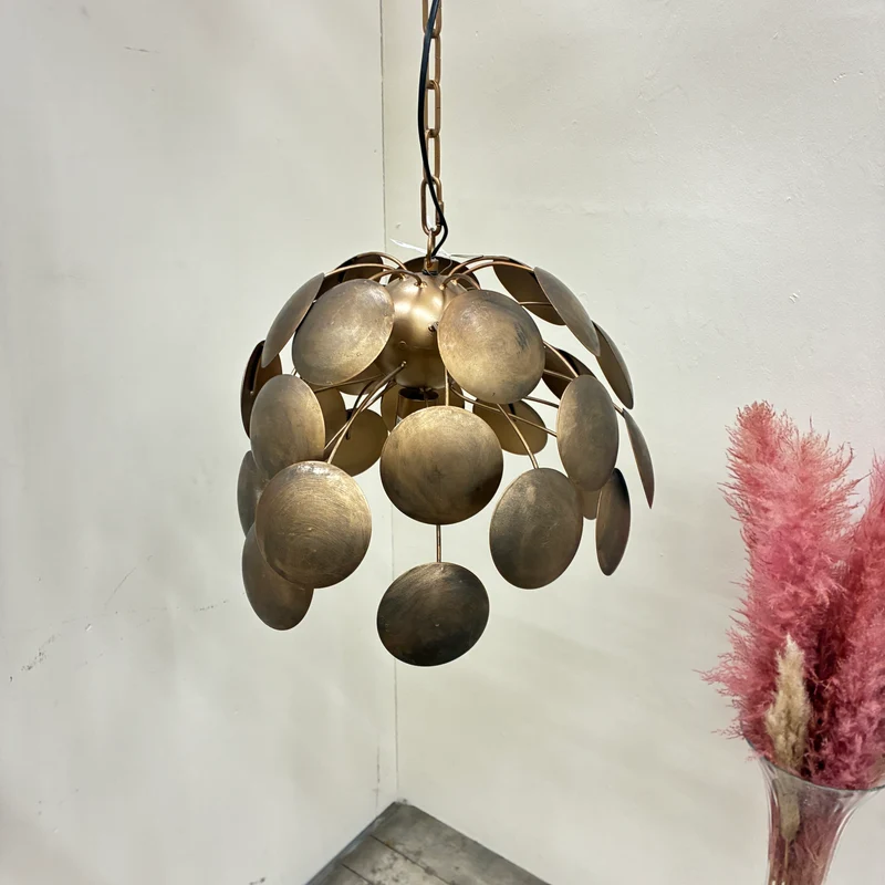 Countryfield Hängeleuchte Danby Hängelampe 50cm Plättchen-Design Messing Gold Vintage Lampe