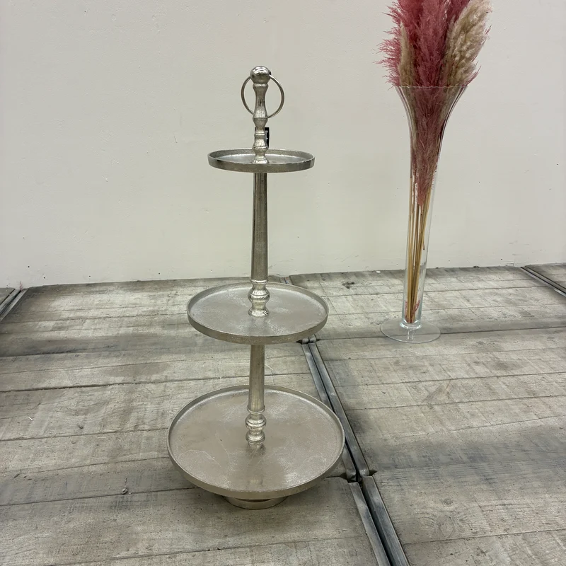 Lesli Living Shine Etagere 3-stöckig Silber Metall 90cm Servierständer