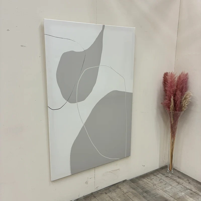 Wandbild Kunstdruck 100x150 Leinwandbild Abstrakt Grau Weiß Keilrahmen Deko