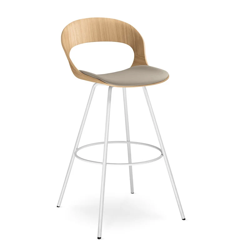 YOS B3 Lotus Design Barhocker | Tresenstuhl | Echtholz Furnier Eiche | mit Polster