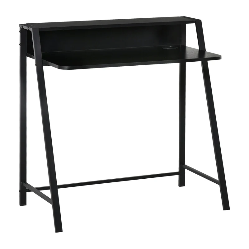 HOMCOM – Kompakter Computertisch mit Ablage und Kabeldurchlass, 84 × 45 × 85 cm, Schwarz