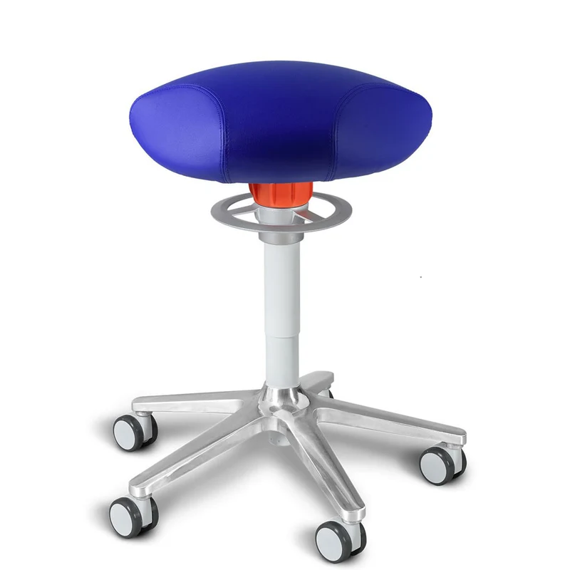 KÖHL ONGO Roll Triangel | Kunstleder | Weiß Alu | ergonomischer Sitzhocker | Arbeitshocker