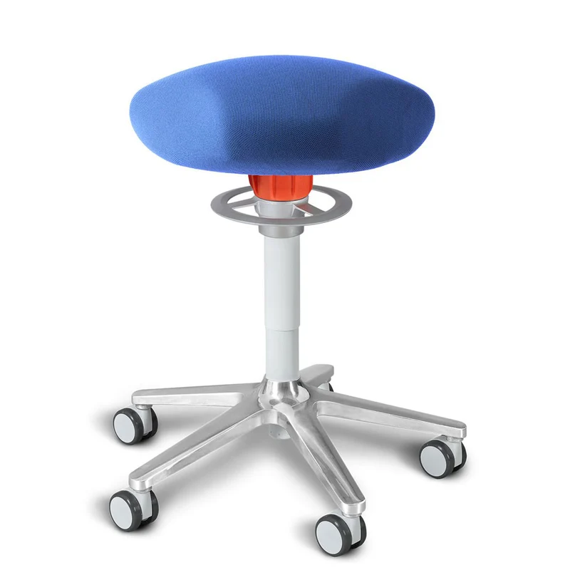 KÖHL ONGO Roll Triangel | Stoff | Schwarz Alu | ergonomischer Sitzhocker | Arbeitshocker