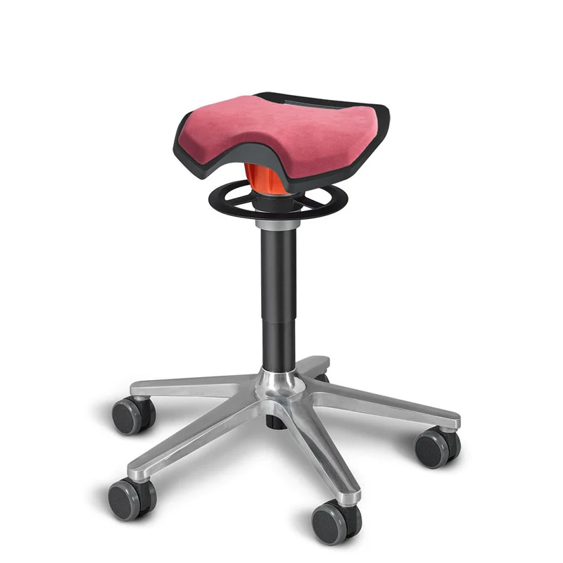 KÖHL ONGO Roll Sattel | Polster Stoff | Schwarz Alu | ergonomischer Sitzhocker | Arbeitshocker | Sattelhocker