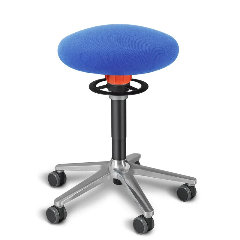 KÖHL ONGO Roll | Stoff | Schwarz Alu | ergonomischer Sitzhocker | Arbeitshocker