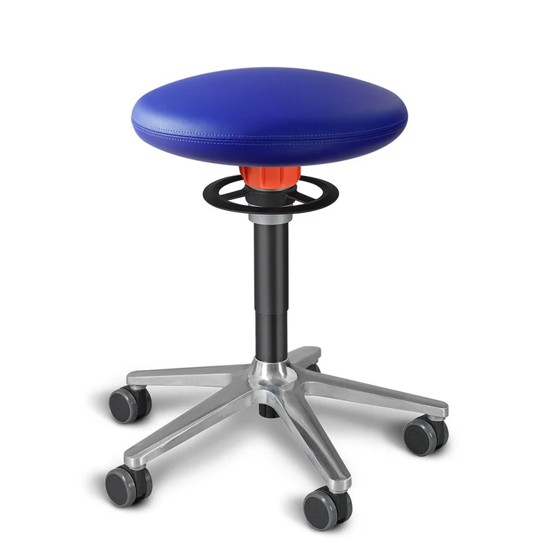 KÖHL ONGO Roll | Kunstleder | Schwarz Alu | ergonomischer Sitzhocker | Arbeitshocker