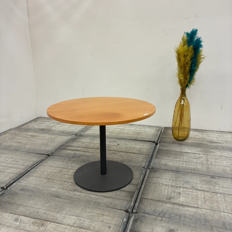 Esstisch Couchtisch Rund 100cm Holz Schwarz Metall Tellerfuß Tisch Gebraucht