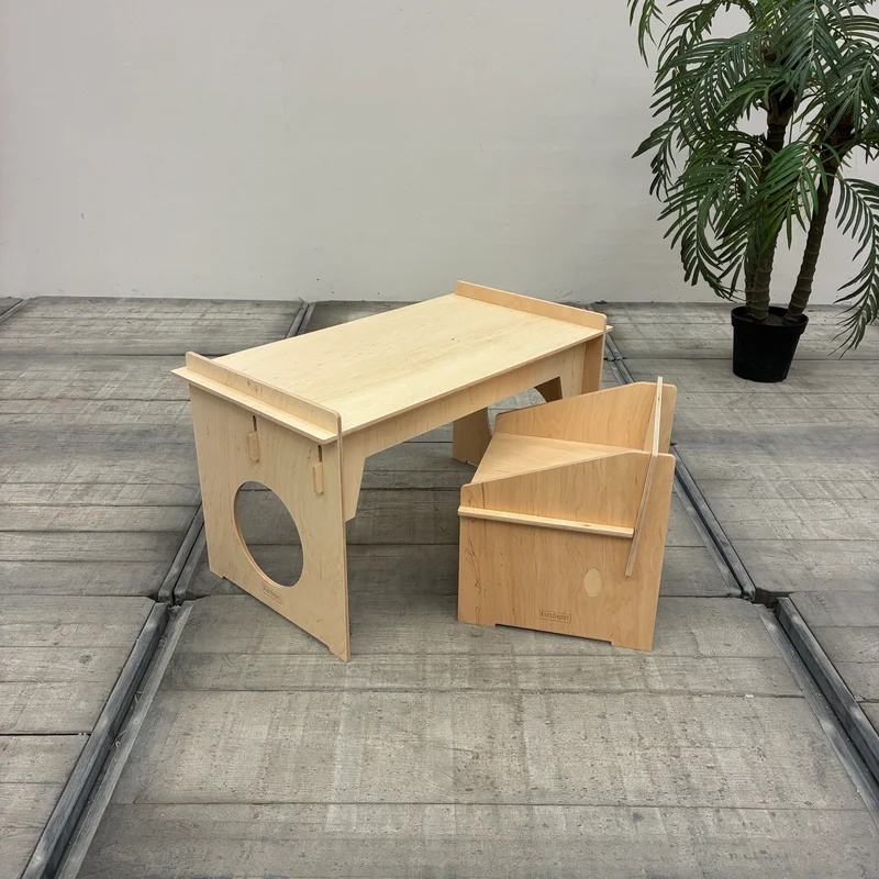 KidsDepot Easyclick Athene Schreibtisch Set L Kindertisch Stuhl Holz Natur