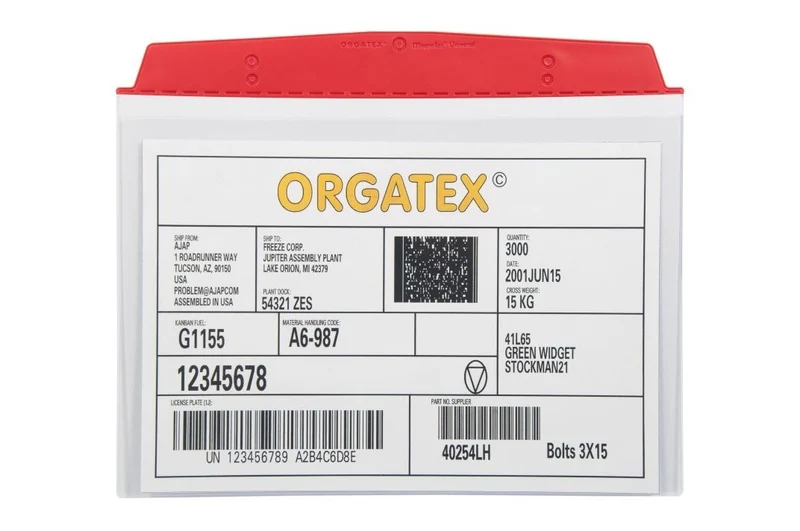 Sichttasche Beleghalter ESD, zum Anhängen, DIN A6 quer, Rot, 10 St. / Pack.