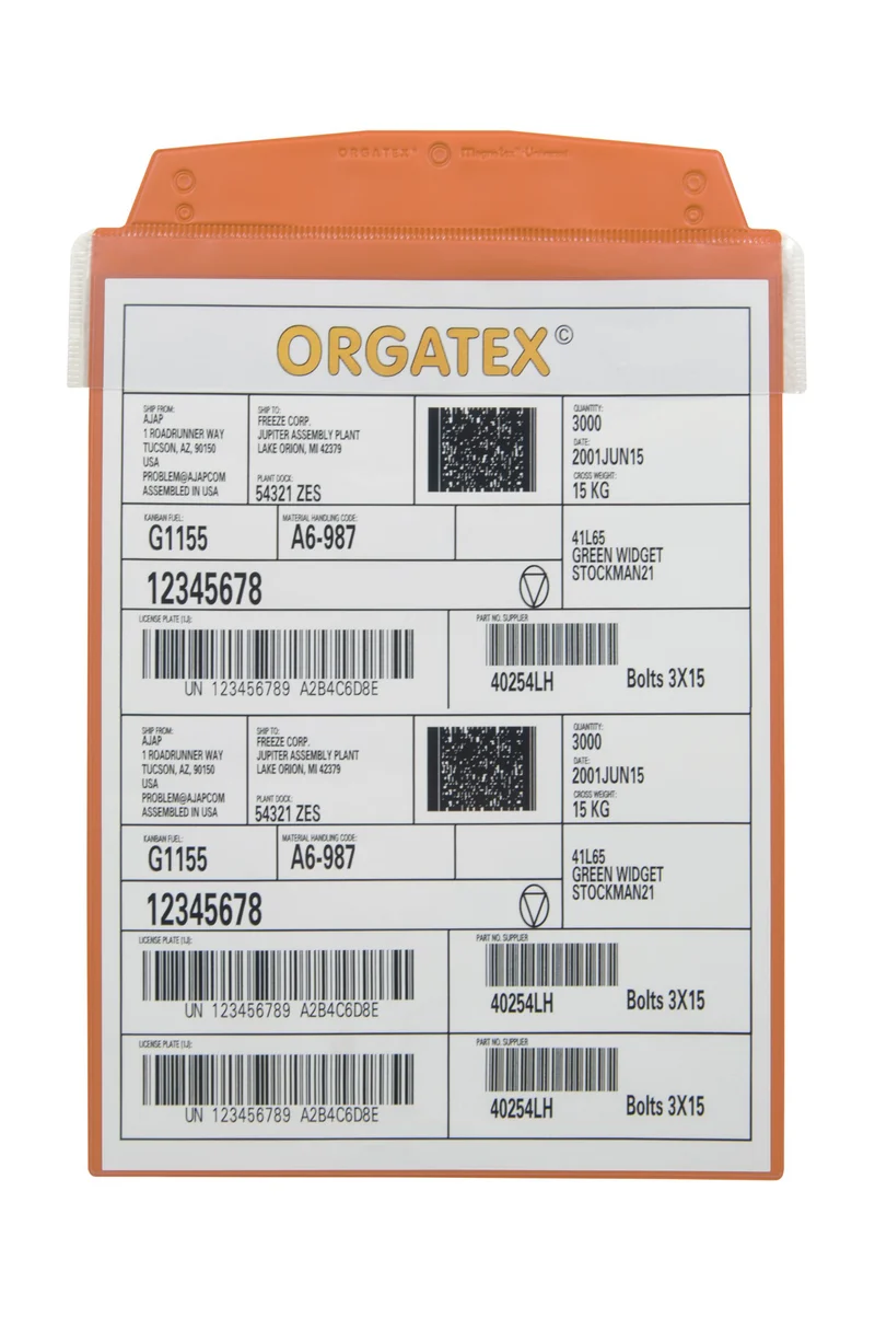Sichttasche Beleghalter mit Schutzklappe, magnetisch, DIN A4 hoch, Orange, 2 Magnetstreifen, 10 St. / Pack.