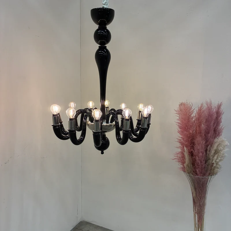 Kronleuchter Murano Schwarz Silber Atlantic Hotel Hamburg gebraucht Lampe