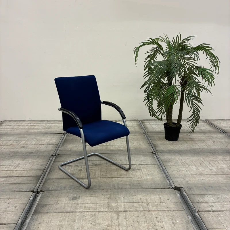 Rhode&Grahl Freischwinger Konferenzstuhl Stuhl Blau Chrom Gebraucht