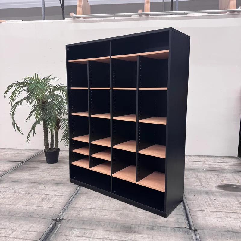Großes Büroregal Fächerregal Schwarz Braun Holz Regal Gebraucht