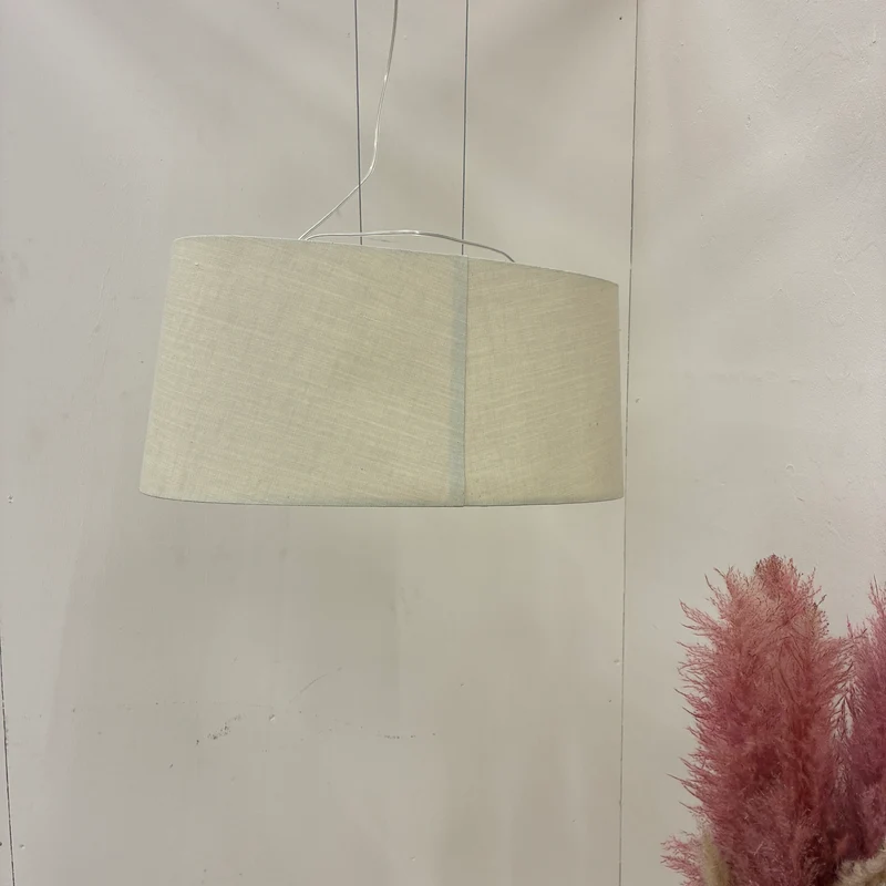 Deckenlampe Hängeleuchte Stoffschirm Oval Beige Sand Textil Lampe Gebraucht