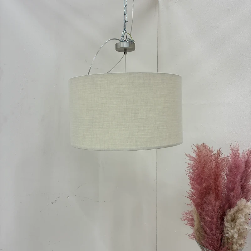 Deckenlampe Hängeleuchte Stoffschirm 48cm Beige Sand Textil Lampe Gebraucht