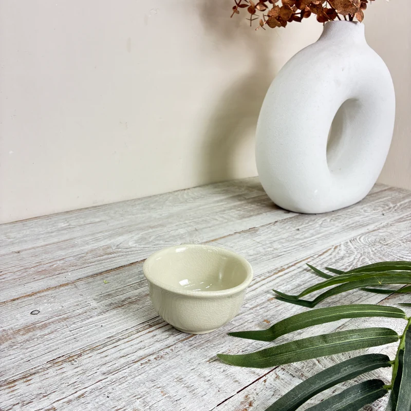 Ami Design Deko Schale Creme Keramik Craquelé Deko