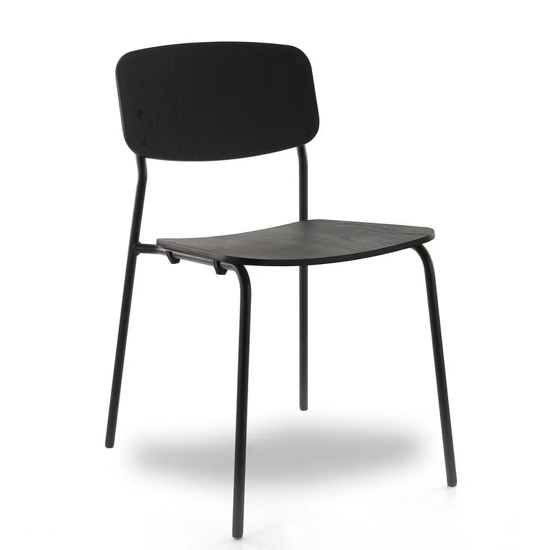 Stapelstuhl | Designerstuhl | Besucherstuhl | Schwarz | Holzschale Eiche