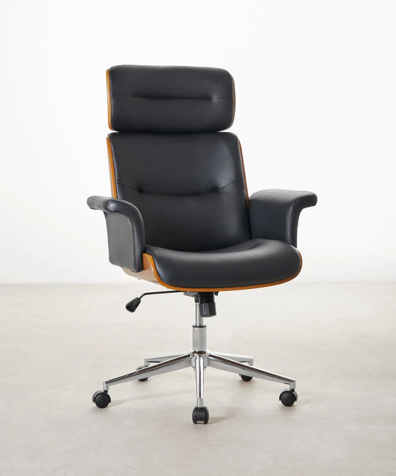 Silla de Escritorio de Polipiel y Madera Baltic