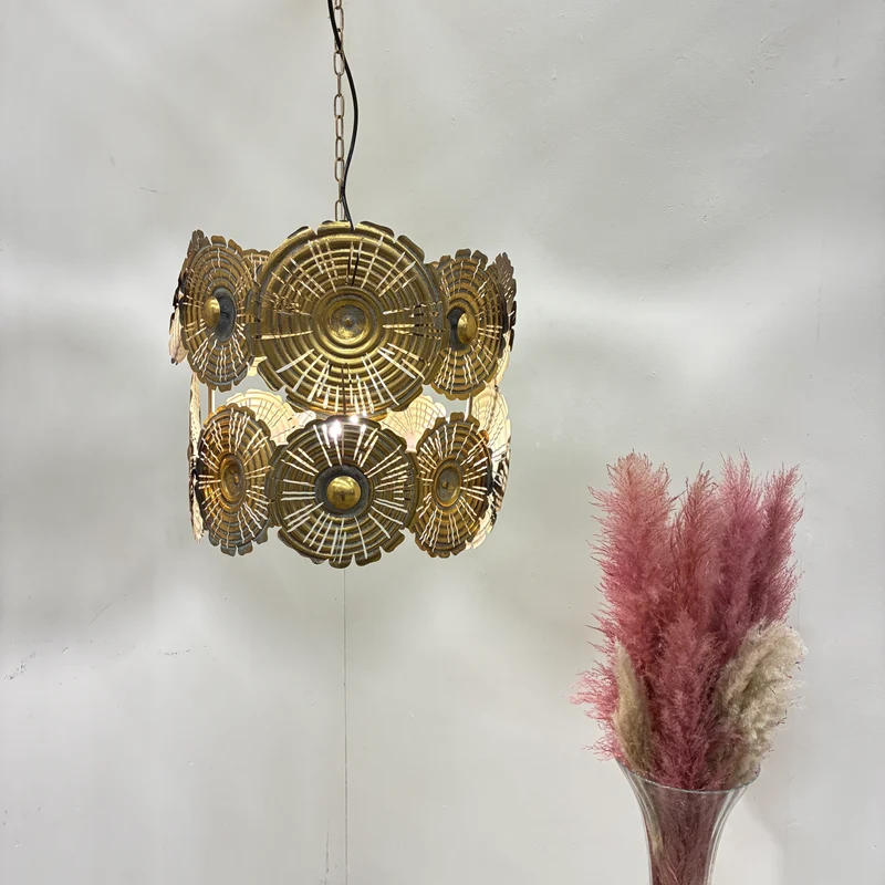 Countryfield Hängeleuchte Jolien Pendelleuchte Hängelampe 42cm Orientalisch Gold Metall Scheiben