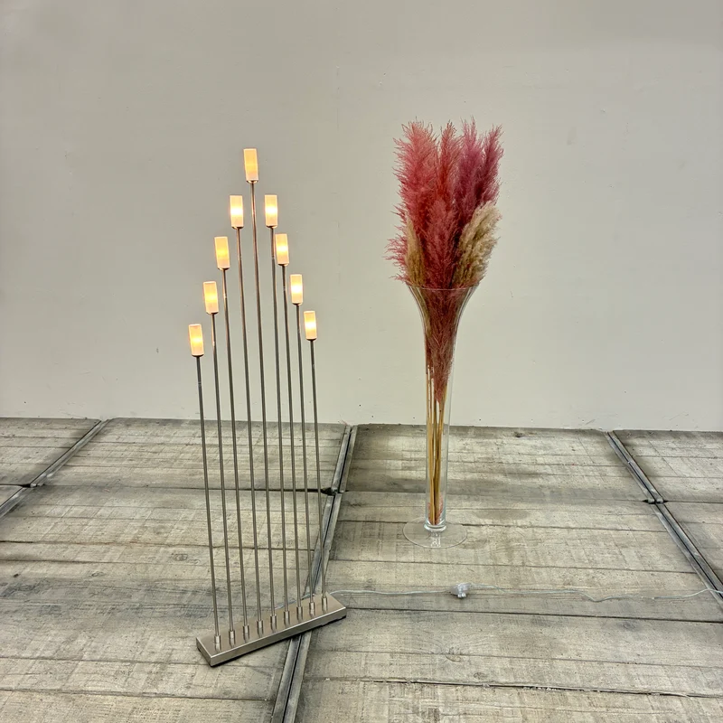 Näve Stehlampe Chrom Milchglas 9-flammig Design Lichterbogen Lampe