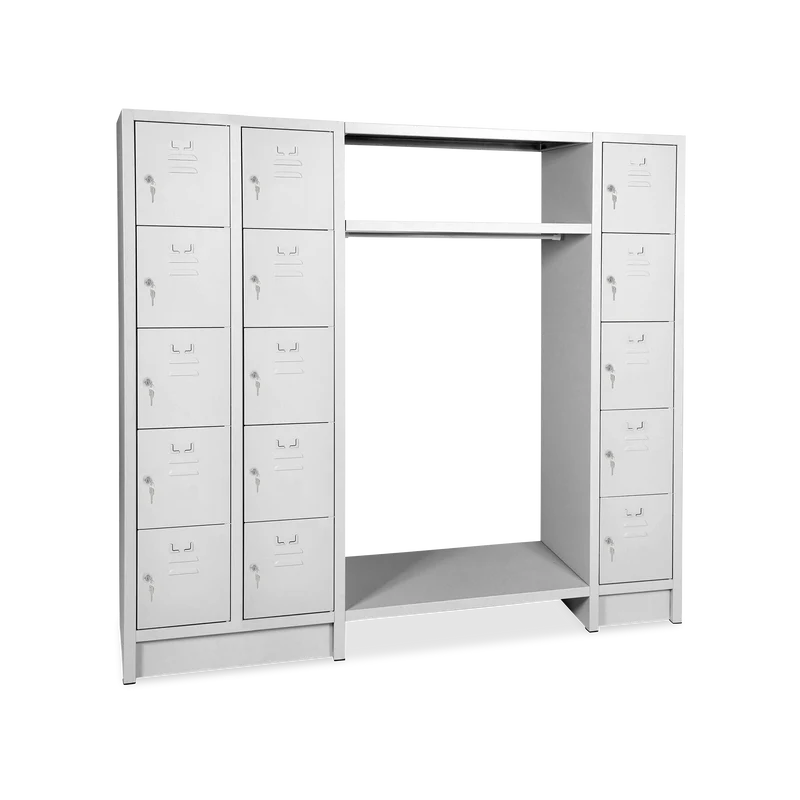 Schließfachgarderobe (15-Fächer) – Korpus in Lichtgrau