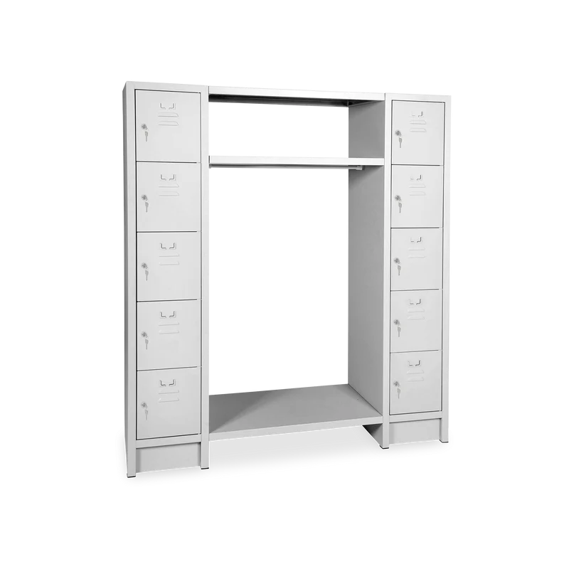 Schließfachgarderobe (10-Fächer) – Korpus in Lichtgrau