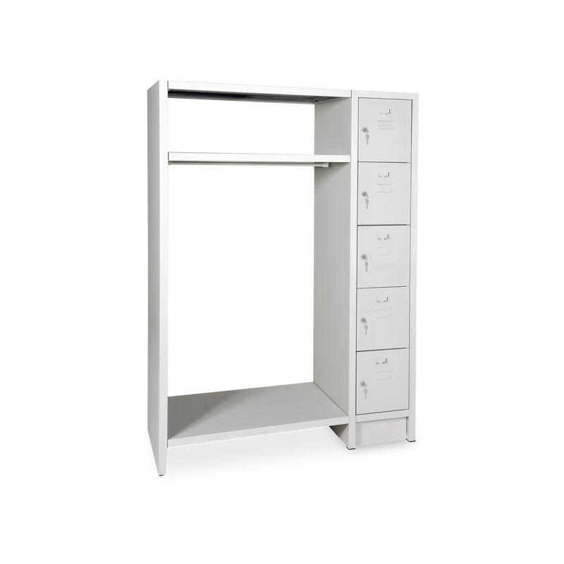 Schließfachgarderobe (5-Fächer) – Korpus in Lichtgrau
