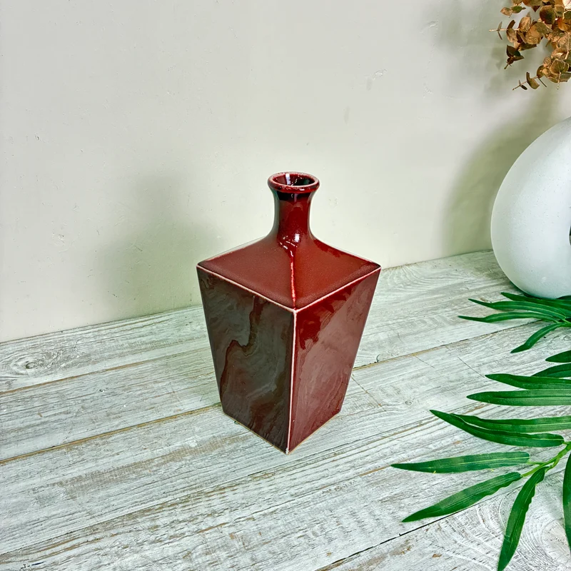 Ami Design Vase Rot L Keramik Flaschenform Bordeaux Glänzend Gebraucht