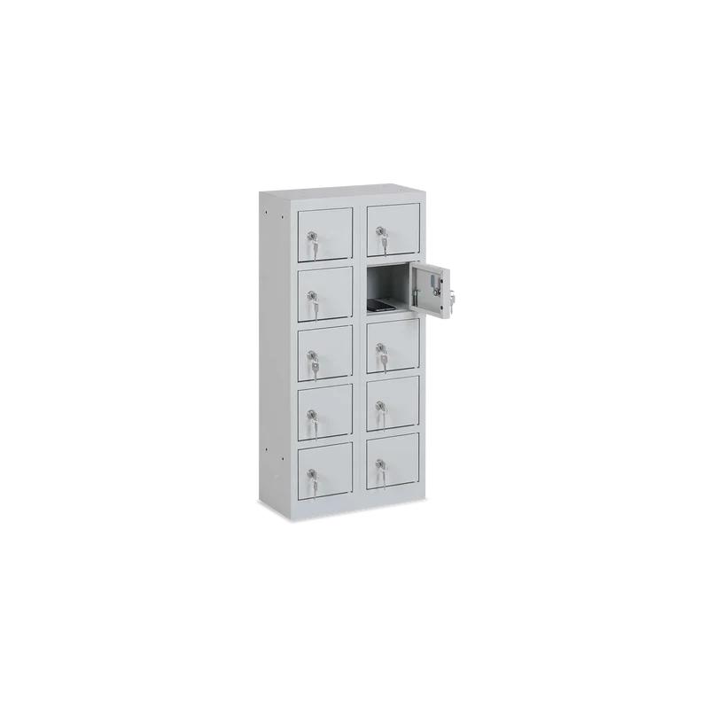 Stahl-Wertfachschrank | 10 Fächer – Lichtgrau
