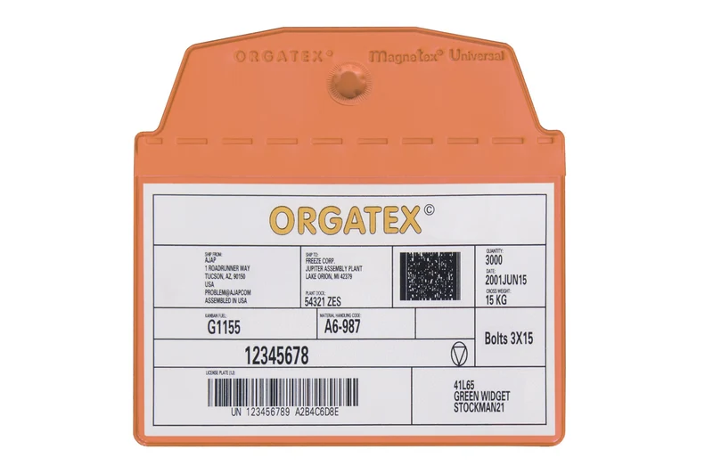 Multi-Sichttasche Beleghalter, magnetisch, Orange, A6 quer, 1 Neodymmagnet (eingeschweißt), 10 St. / Pack.